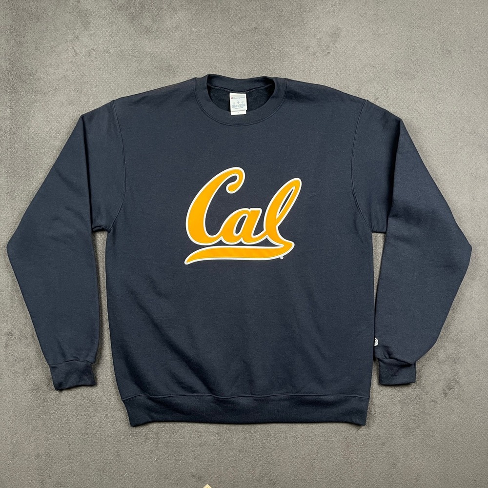 Cal Berkeley Champion Sweatshirt Mens Large Navy Pullover Crew Neck Golden Bears